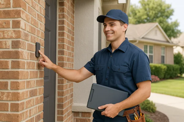 a male air conditioning technician fixing a mini-split AC a male air conditioning technician fixing a mini-split AC